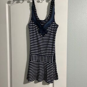 Free People Navy and White Striped Mini Dress